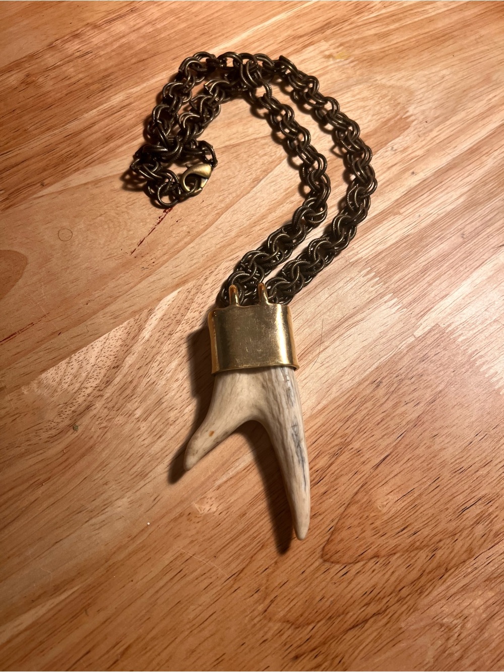 Brass / Bronze Antler Necklace - Statement / Chunky Chain -Savannah Crow Jewelry